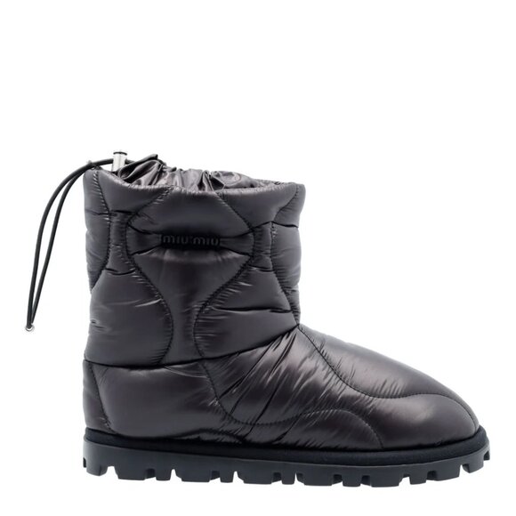 NWt Miu Miu Quilted Boots Black Nylon Padded Drawstring Sz 40 - Picture 2 of 12